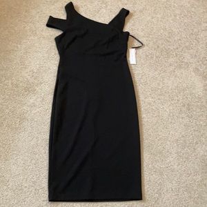 NWT Bodycon Size 4 Little Black Dress With Asymmetrical Neckline